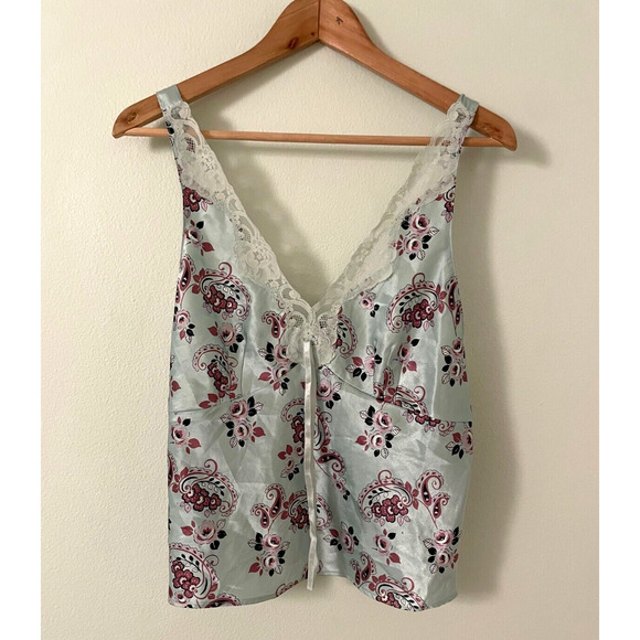 Vintage Kathryn Womens Top Large Paisley Satin Babydoll Romantic Fairy 90s FLAW - Picture 1 of 7